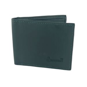 RFID Blocking Genuine Leather Wallet for Men | Slim Bifold Wallet with Transparent ID Window & Card Slots | Dark Green