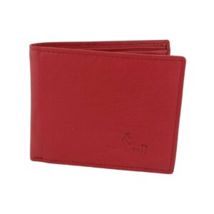 Red RFID Protected Genuine Leather Wallet for Men | Bi-Fold Wallet with Coin Pocket, Card Slots & Gift Box