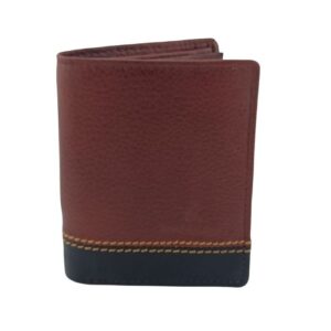 RFID Protected Genuine Leather Tri-Fold Wallet for Men | Slim Brown & Black Designer Wallet with ID Window & Card Slots