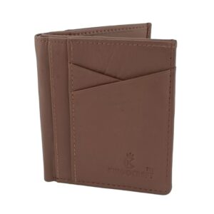 RFID Blocking Minimalist Genuine Leather Wallet for Men | Ultra Slim Bi-Fold Card Holder with Money Compartment | Brown & Black