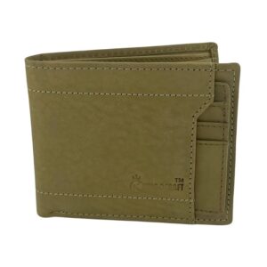 RFID Protected Genuine Leather Wallet for Men | Slim Bi-Fold Wallet with Removable Card Holder & Zip Pocket | Olive & Tan Colors